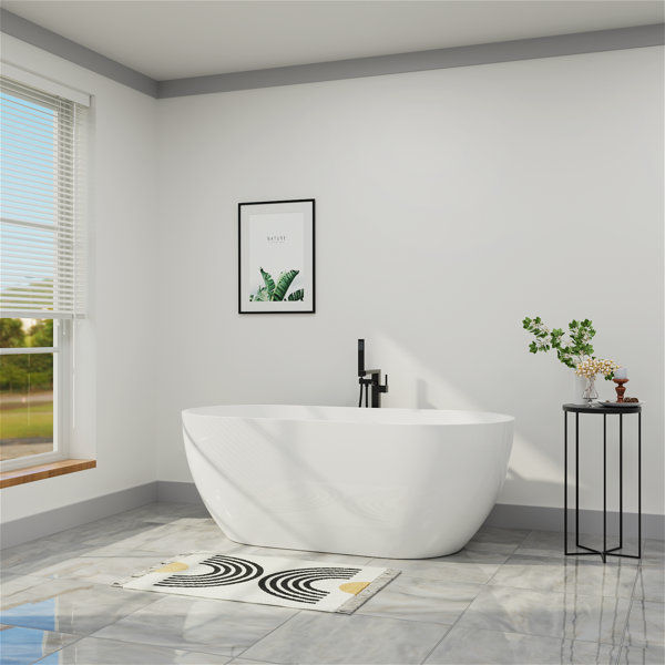 70"L x 31"W Double Slipper Freestanding Oval Soaking Acrylic Bathtub with Chrome Drain added by Lauren Adermann