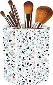 LEAZUL Pen Holder, Makeup Brush Holder Ceramic Shiny Gold Terrazzo Marble Stone Pattern Pencil Cup for Girls Kids Women Durable Stand Desk Organizer Storage Gift for Office, Classroom, Home Light Blue added by Jamie Stellato