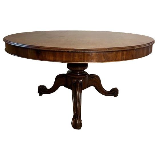 Large Victorian Round Mahogany Dining Table, 1860s added by Eliza Przybyla