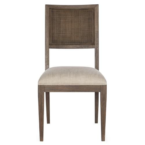 Century Parker Coastal Beach Beige Linen Dark Brown Oak Woven Cane Dining Side Chair added by Allison Buller