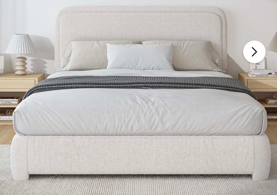 4 EVER WINNER King Size Bed Frame with HeadboardSoft Curved Headboard, Cream added by Sarah Anne Scoggins