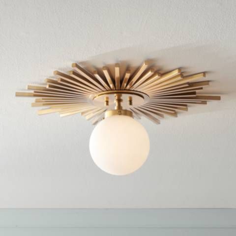Possini Euro Hazel 24" Wide Warm Antique Brass Ceiling Light - #740V0 | Lamps Plus added by Jamie Stellato