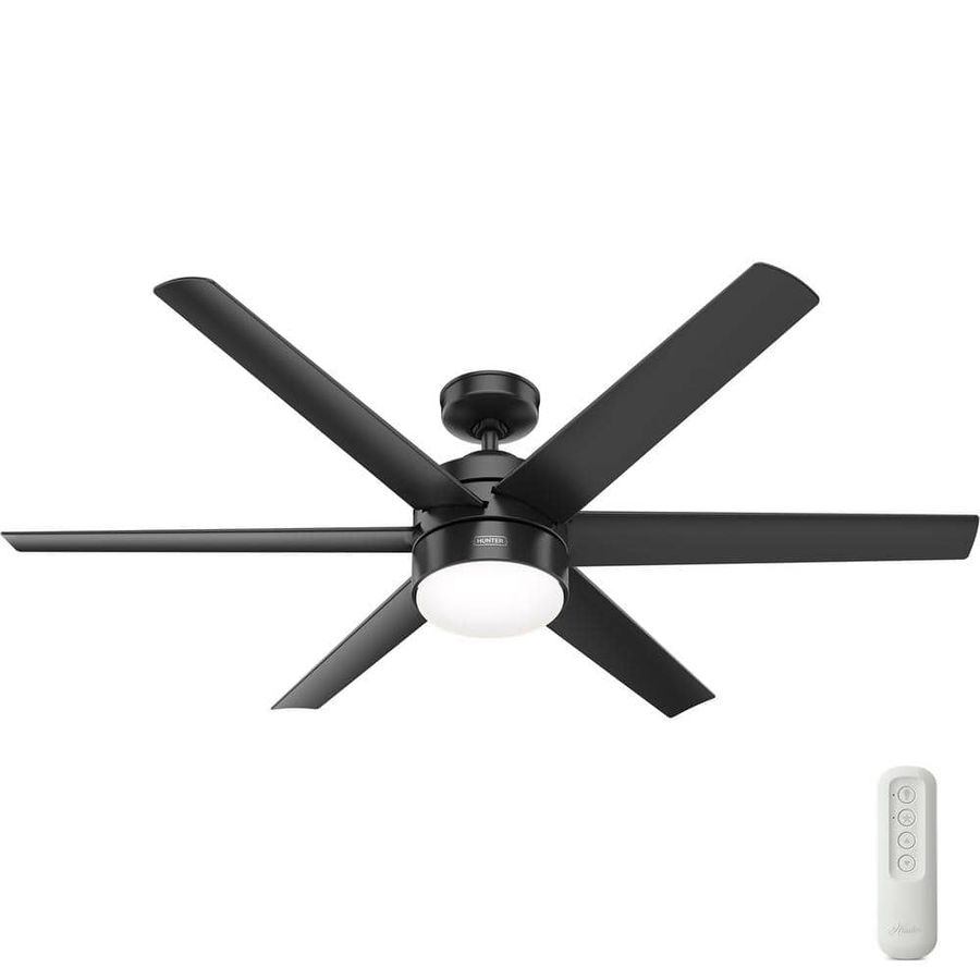 Hunter Invector 60 in. Indoor/Outdoor Matte Black Ceiling Fan with Light and Remote Control 51407 - The Home Depot added by Jasmine Jerrels