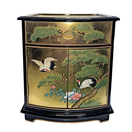 Oriental End Table Painted Cranes And Gold Leaf added by Gayla Burks