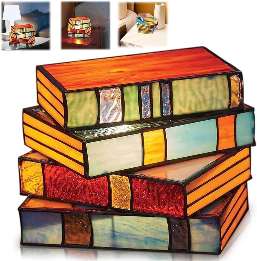 Aitontl Stained Glass Stacked Books Lamp added by Cole Pitts