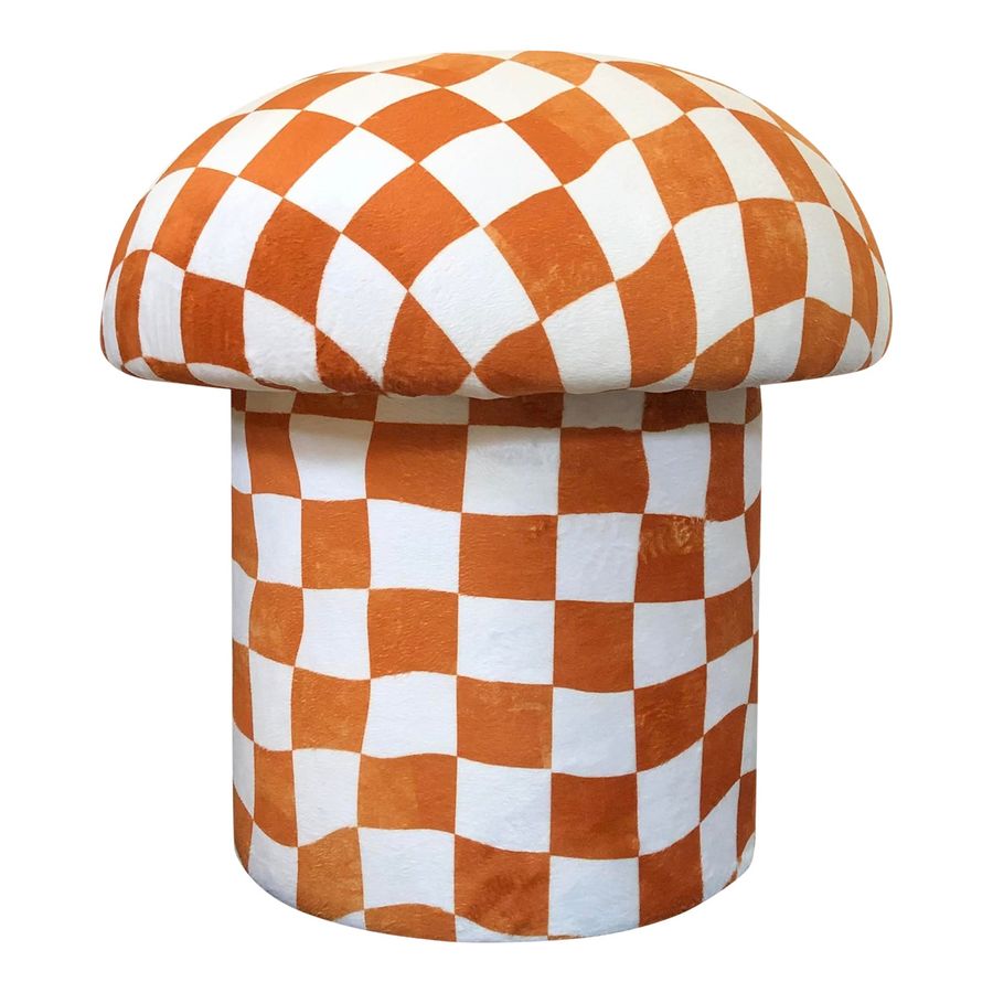 Warped Checkerboard Velvet Mushroom Ottoman in Burnt Orange added by Briona Petrous