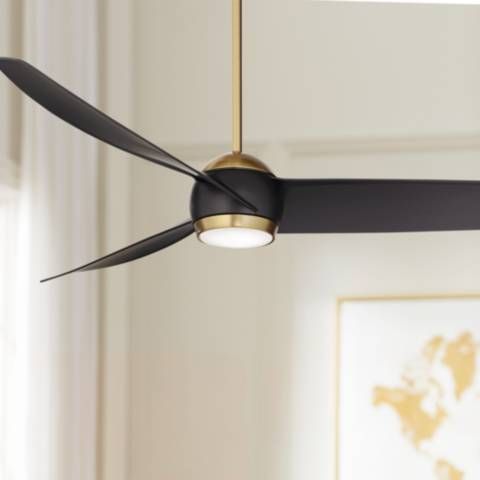 60" Possini Euro Stresa Brass and Matte Black LED Fan with Remote - #965C0 | Lamps Plus added by Caitlyn Fitzpatrick