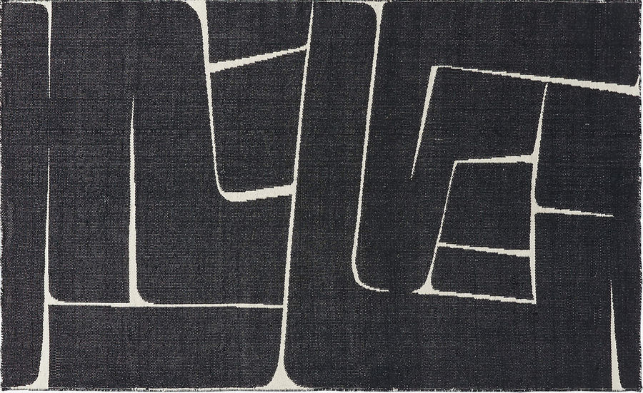 Faro Modern Handwoven Performance White and Black Indoor/Outdoor Area Rug 5'x8' | CB2 added by Selena Wyant
