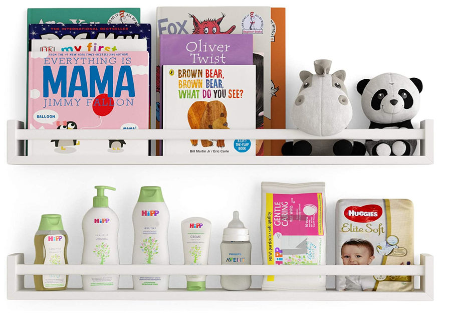 Wallniture Utah 32" White Nursery Bookshelves Wall Mounted, Wood Floating Book Shelves for Kids Room Set of 2 added by Morgan Van Roekel