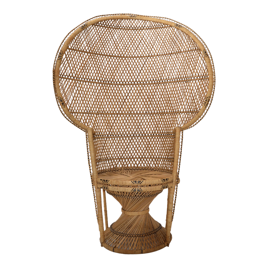 Vintage Boho Chic Handcrafted Beige & Black Wicker, Rattan, Reed Peacock Chair added by Cory Cleland