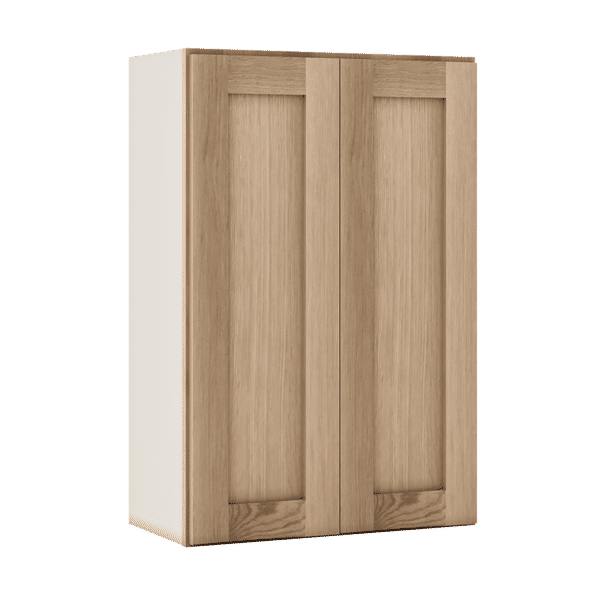 36" Tall Natural Color White Oak Shaker 1-1/4" Overlay Wall Cabinet - Double Door 24", 27", 30", 33" & 36" Wide added by Rachael Ponn