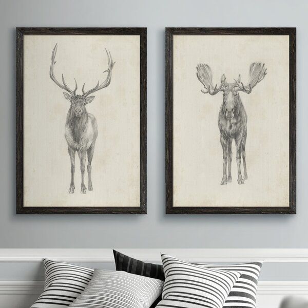 Moose Study Framed 2 Pieces by Antonyus Bunjamin (Abe) Painting added by Janae Sullivan