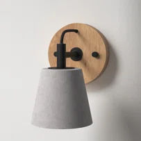 Niki 1-Light Dimmable Black/Gray Concrete/Natural Armed Sconce | AllModern added by Kate McKay Designs
