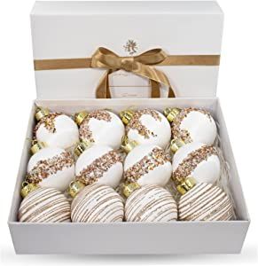 12 Pcs Satin Christmas Balls, Silk Christmas Tree Hanging Ornaments, Christma Luxury Home Decorations for Xmas Tree Wreath Garland Holiday Wedding Party Decoration (White) added by Natalie Caddell