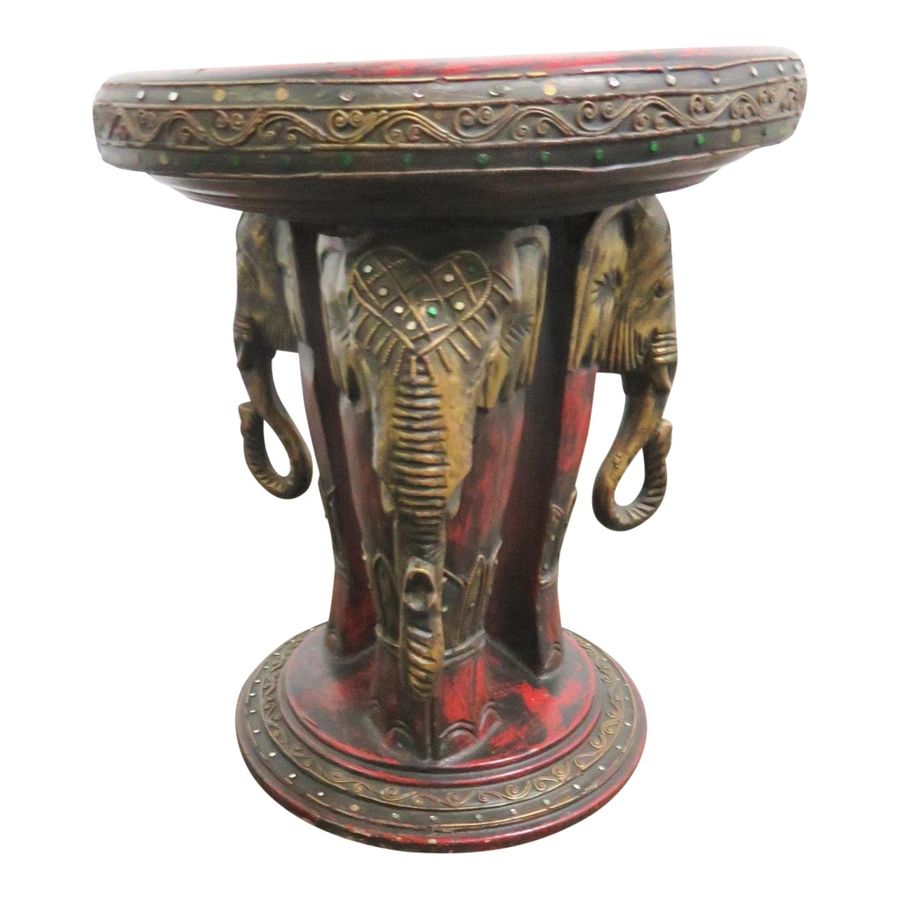 Asian Style Carved & Painted Elephant Stool added by Florence Duah
