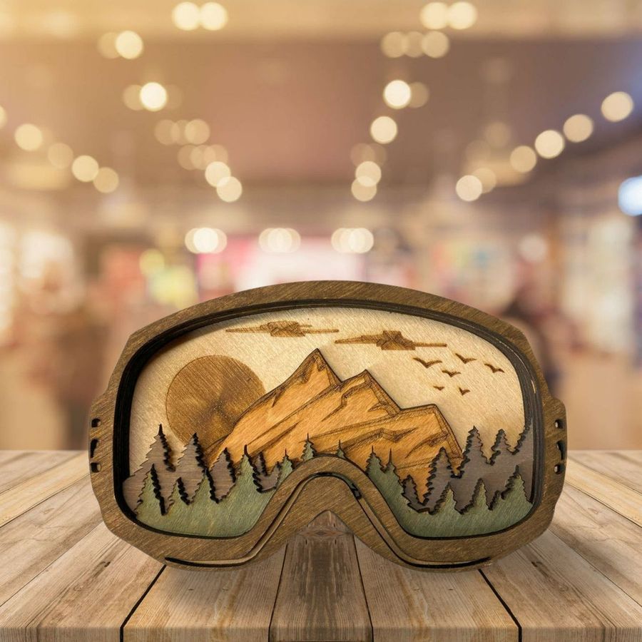 3D Layered Wood Art, Ski/snowboard Goggles - Etsy added by Rescued Room Design