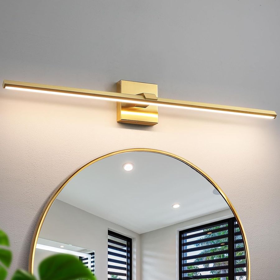 Gold Bathroom Vanity Light Fixtures Over Mirror - 32 inch Modern LED added by Mariella De la Maza