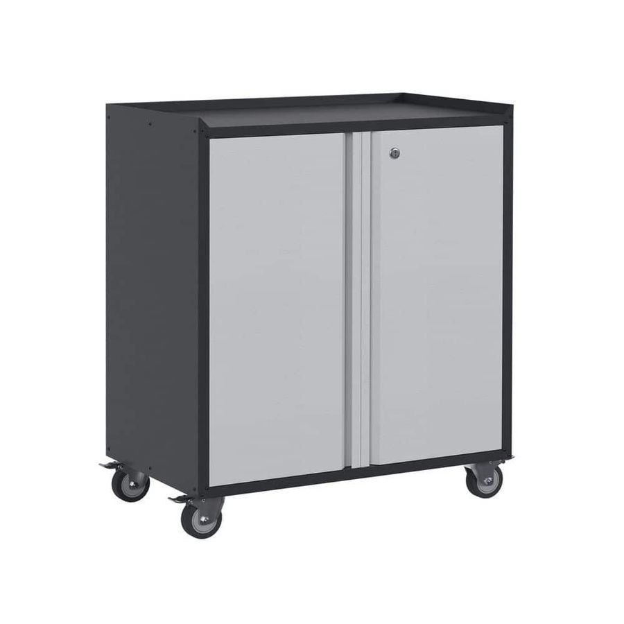 Hephastu 30.31 W x 35.33 in. H x 18.11 in. D Metal Rolling Tool Storage Cabinet, 2 Door Freestanding Cabinets in Black and Grey HD-ATC-2D - The Home Depot added by Alyssa Gillespie