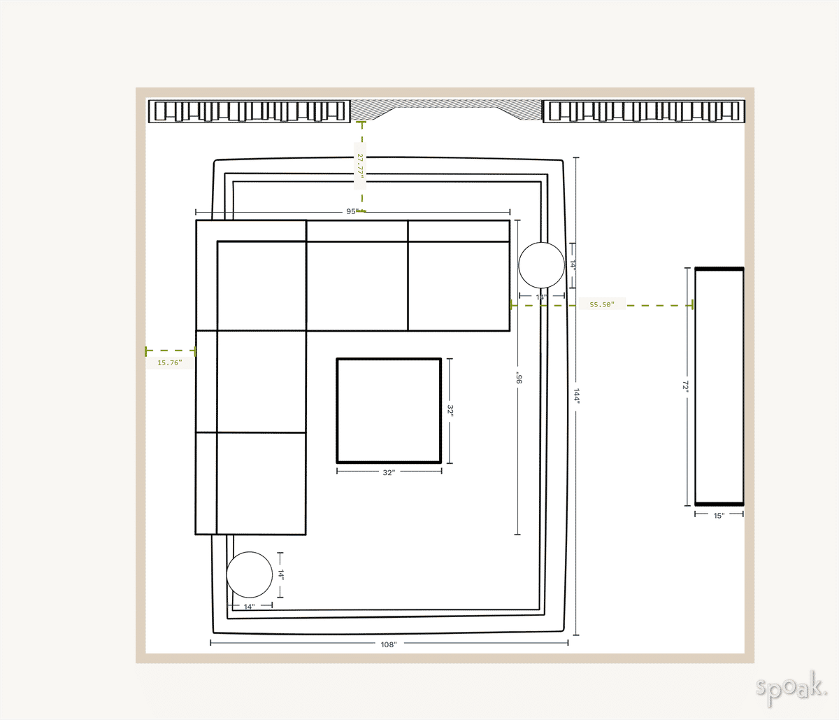 Living Room Floor Plan designed by Whitney Crutcher