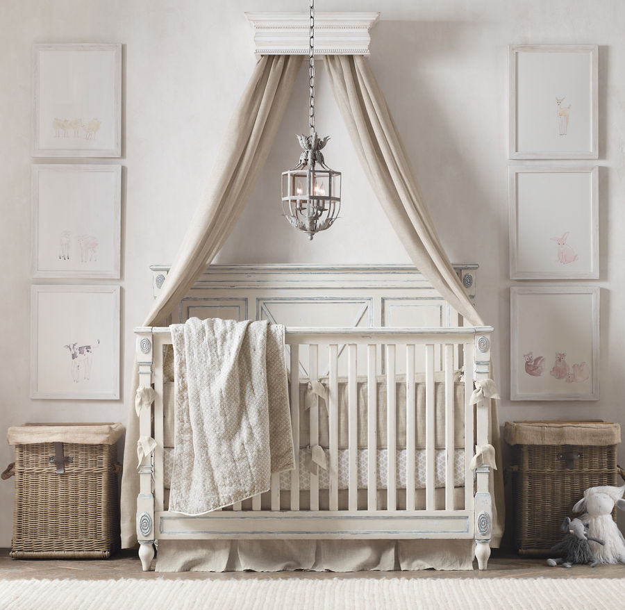 HEIRLOOM WHITE CARVED WOOD CANOPY BED CROWN - 23¼"W x 11½"D x 7"H added by Lauren Meadows