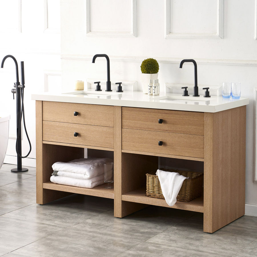 Latitude Run® 60" Oak Wood Double Bathroom Vanity Set | Wayfair added by Natasha Antonioni