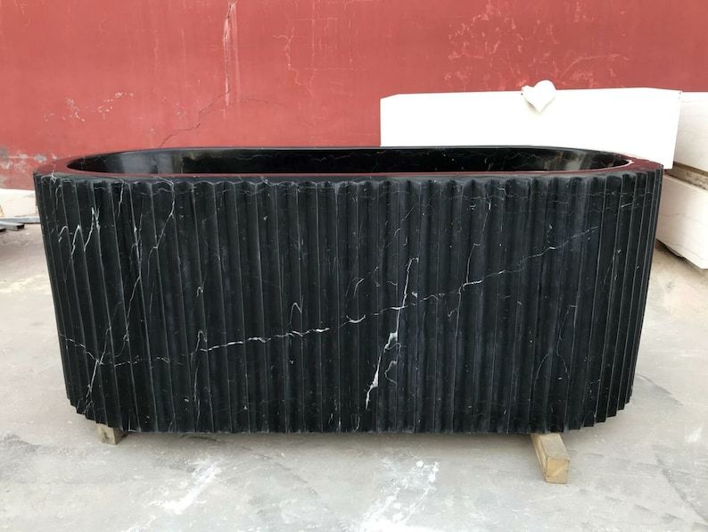 Beautiful Nero Marble Carved Designer Bathtub - Etsy added by Maria Pierre
