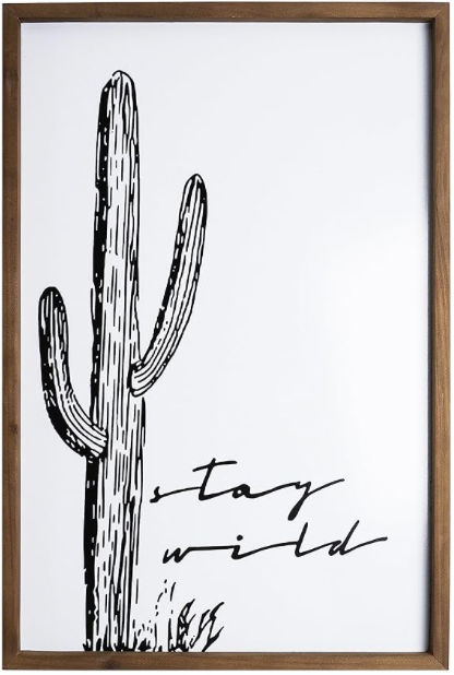 Cactus Wall Art Wood Western Decor Framed Black White Boho Southwestern Desert Artwork Modern Farmhouse Living Dining Room Neutral Nature Southwest Home Decorations added by Lauren Gisriel