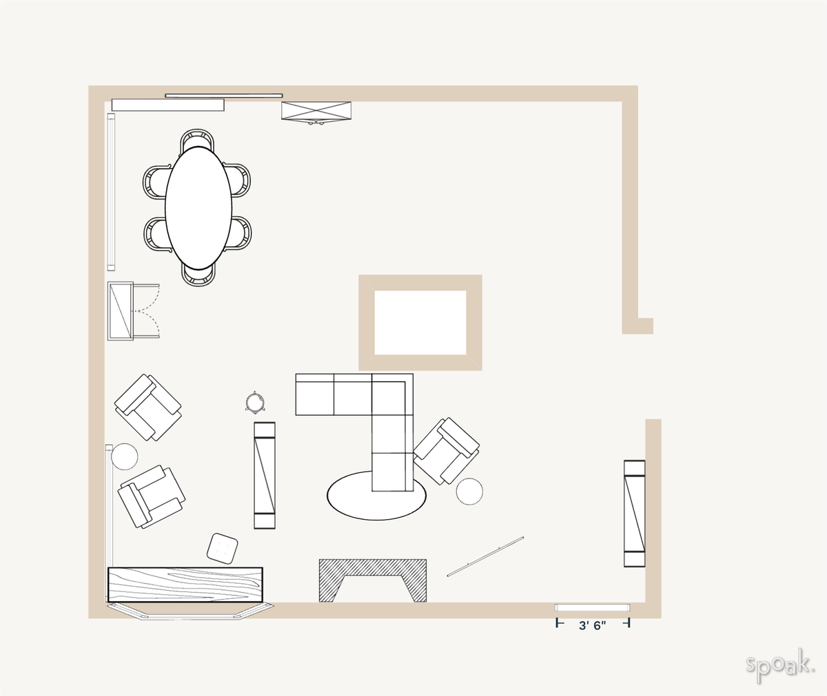 Family Room Layout designed by Sheri Johnson