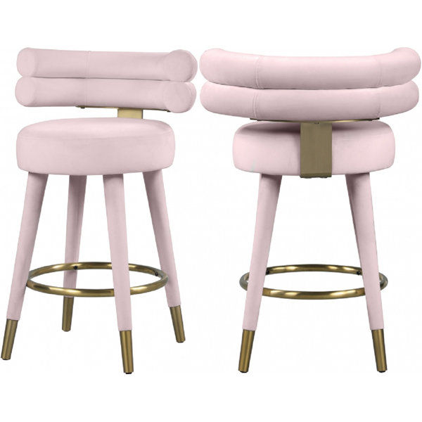 Nora Pink Velvet Counter Stool With Upholstered Leg With Gold Metal Cap added by Deborah Schadel