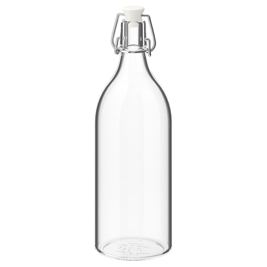 KORKEN Bottle with stopper, clear glass, Height: 11" Diameter: 4" - IKEA added by Piper Stromatt
