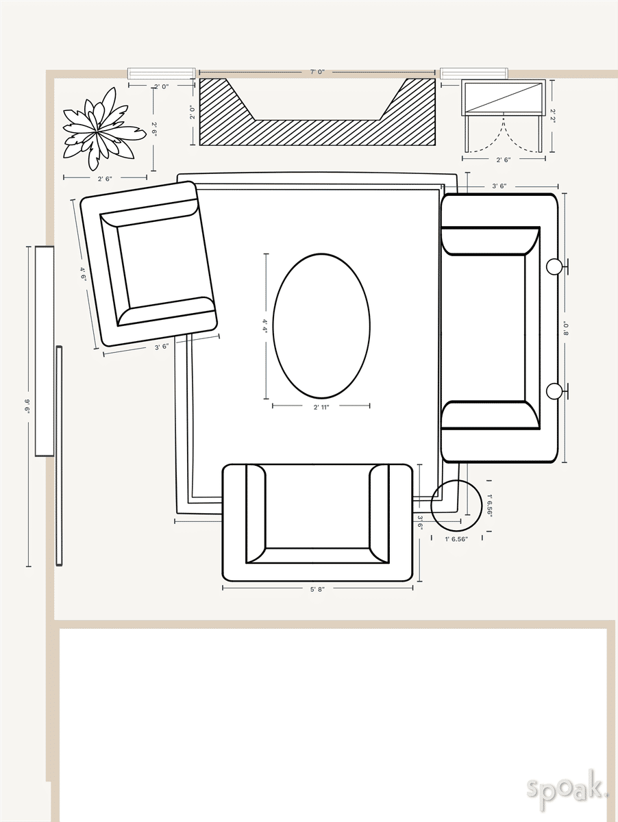 Great Room Layout designed by Michaela Acklie