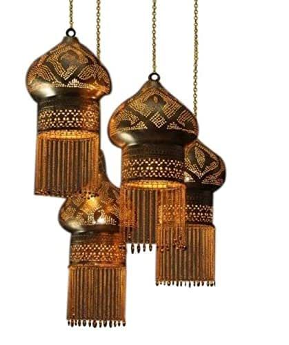 E KENOZ Made in Egypt Hand-Crafted Luxurious Moroccan Pattern Chandelier Brass Hanging Lamp for Lighting & Interior Decoration for Home and Farmhouse | Set of 4 (Bronze) added by MK Alderman