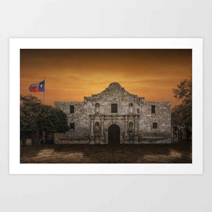 The Alamo Mission in San Antonio Texas with the Lonestar Flag Flying No.0256 A Fine Art Historical P Art Print by Randy Nyhof | Society6 added by Alethia Vitale