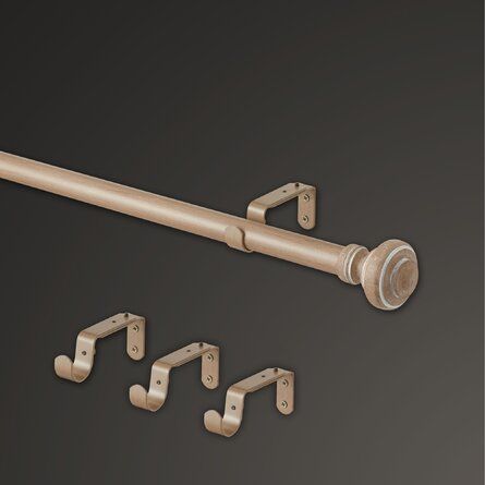 Mode Farmhouse Collection 1 1/8 in Diameter Curtain Rod Set with Porch Doorknob Finials and Steel Wall Mounted Adjustable Rod added by nina selby