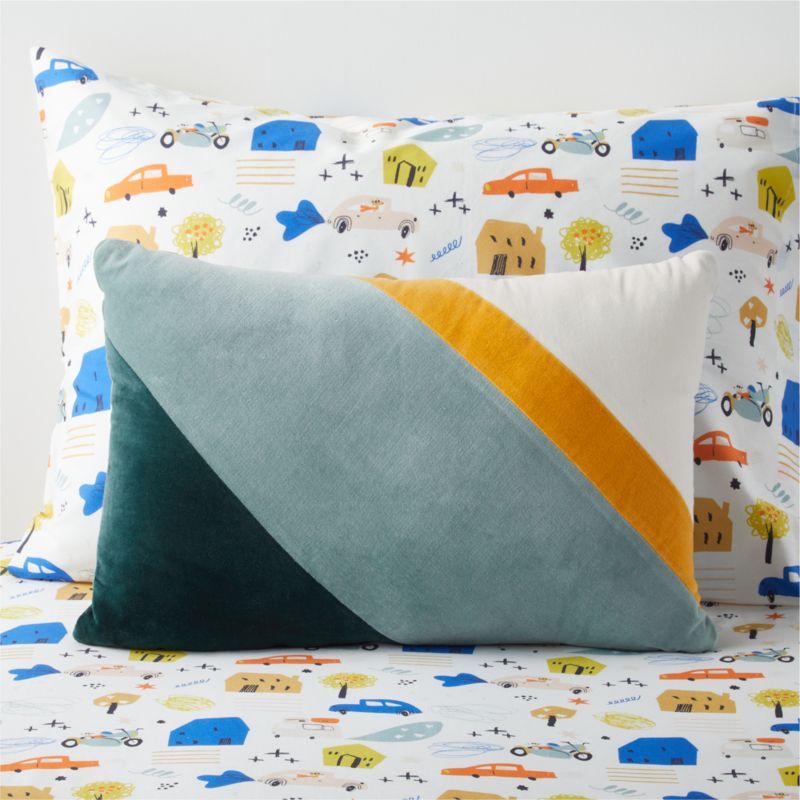 Blue Ray Colorblock Velvet Kids Throw Pillow + Reviews | Crate & Kids added by HELEN SALGADO