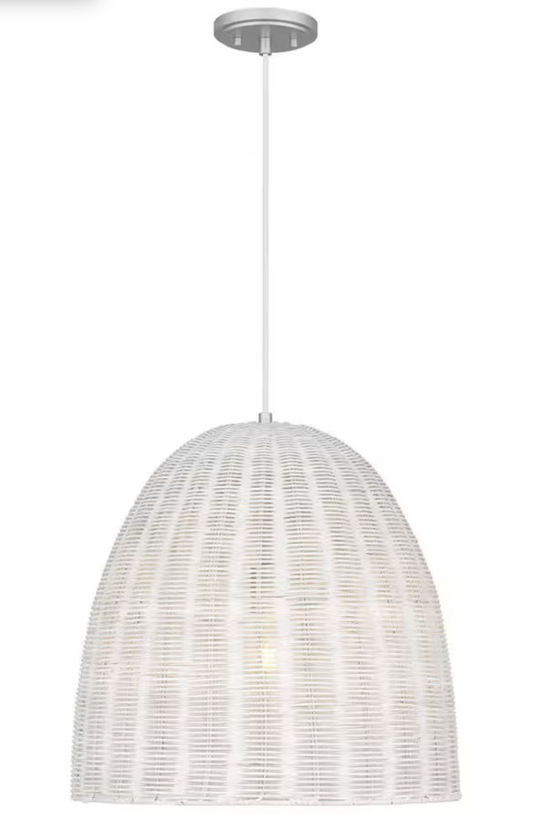 Hampton Bay Highler 1-Light Silver Pendant Light with White Rattan Shade HD5887C5 - The Home Depot added by Rim Berradi