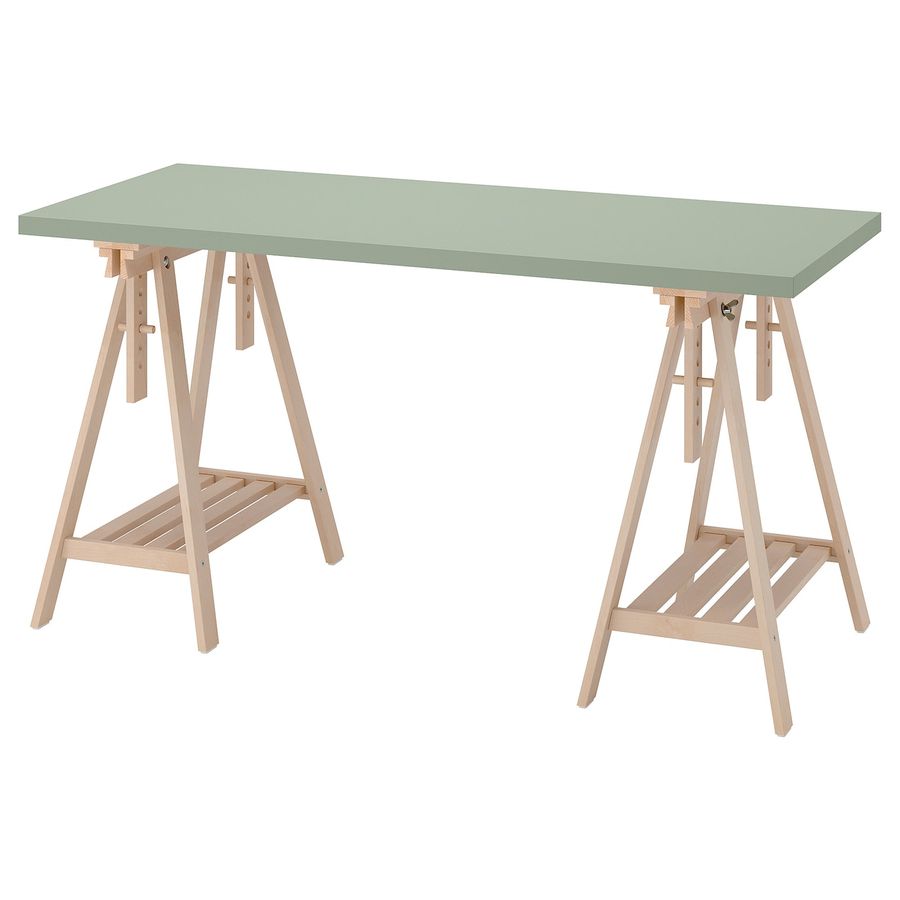 LAGKAPTEN / MITTBACK Desk, light green/birch, 140x60 cm (551/8x235/8") - IKEA CA added by Sarah Binns