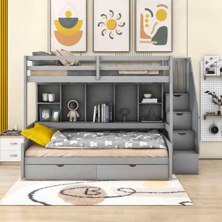 Harriet Bee Gelacio Twin XL over Full 2 Drawer Bunk Bed with Built-in-Desk | Wayfair added by Gamble McAdam