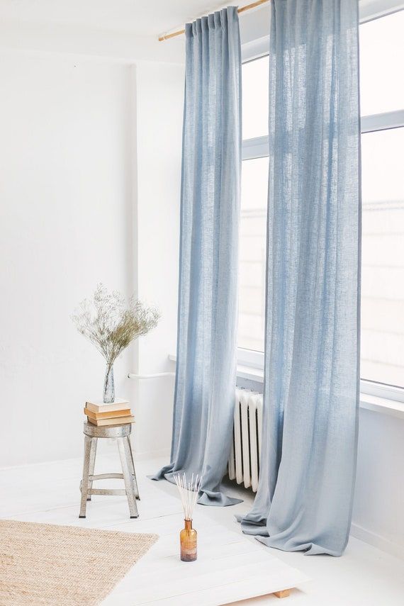 55/140 Cm Wide Light Blue Linen Curtain  added by Kate Lynn Nemett