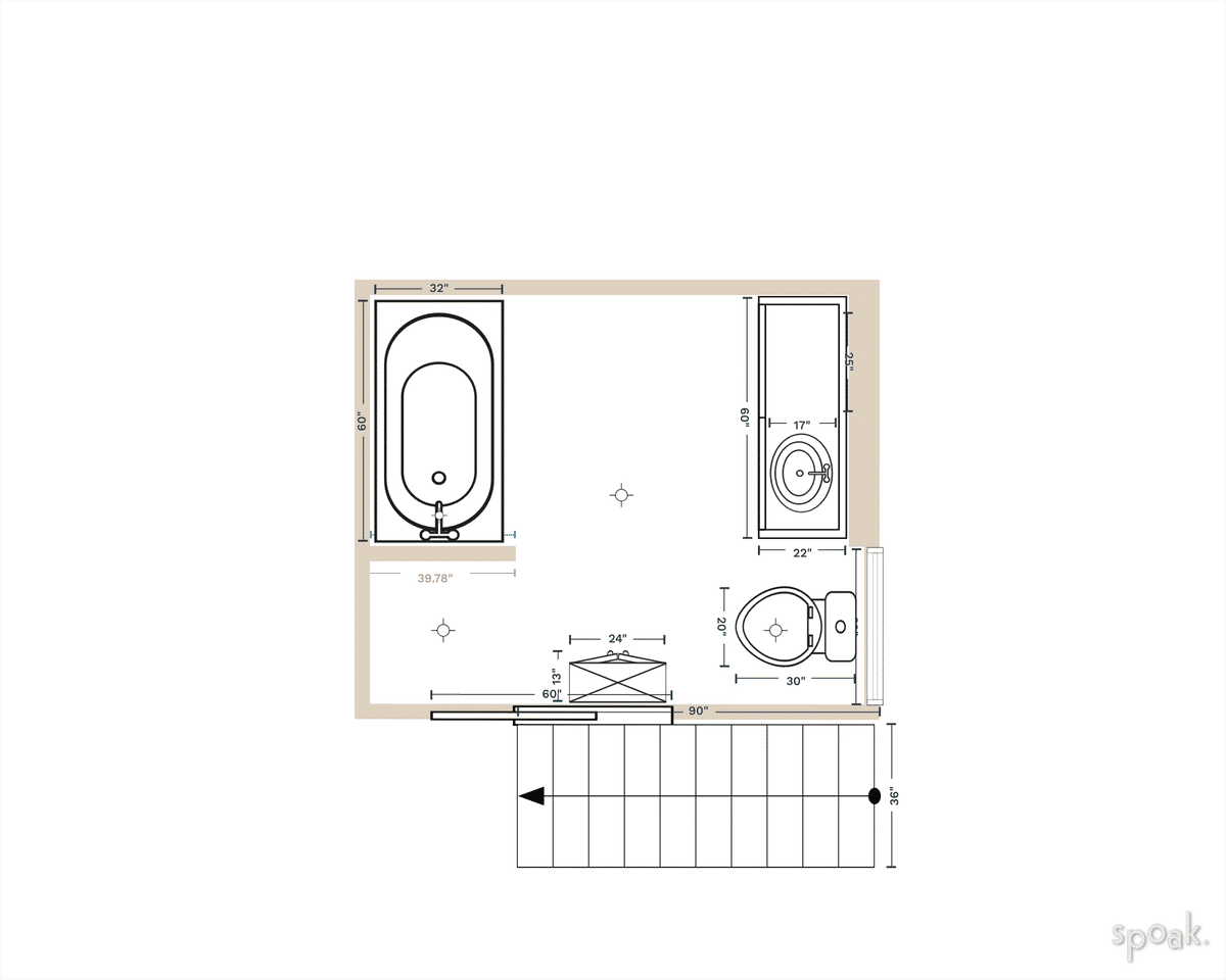 Half Bathroom Layout designed by Erin Dominguez