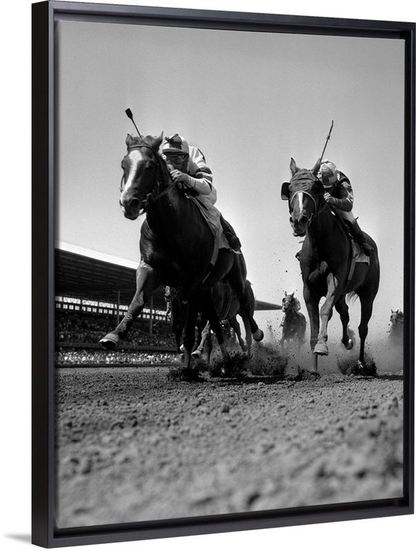 1960s Worm's-Eye View Of Horse Race With 2 Leaders Galloping Toward Camera added by Hannah Richard