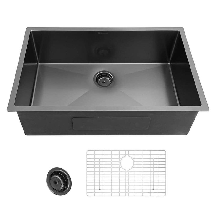 Glacier Bay 31 in. Undermount Single Bowl 18 Gauge Gunmetal Black Stainless Steel Kitchen Sink ACS3118A1H - The Home Depot added by HELEN SALGADO