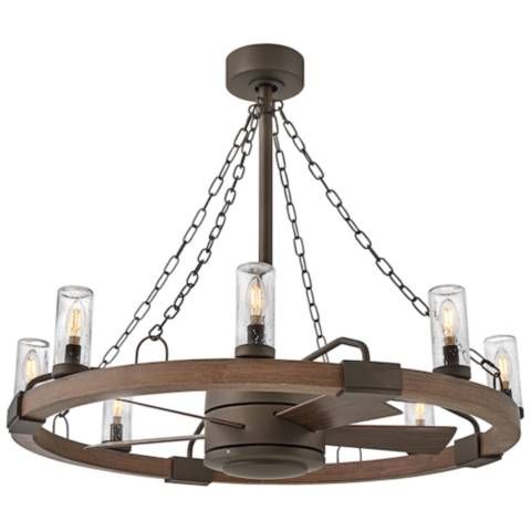 36" Sawyer Bronze Wet-Rated LED Fandelier Wagon Wheel Smart Fan - #260W0 | Lamps Plus added by Rose Jacobsen