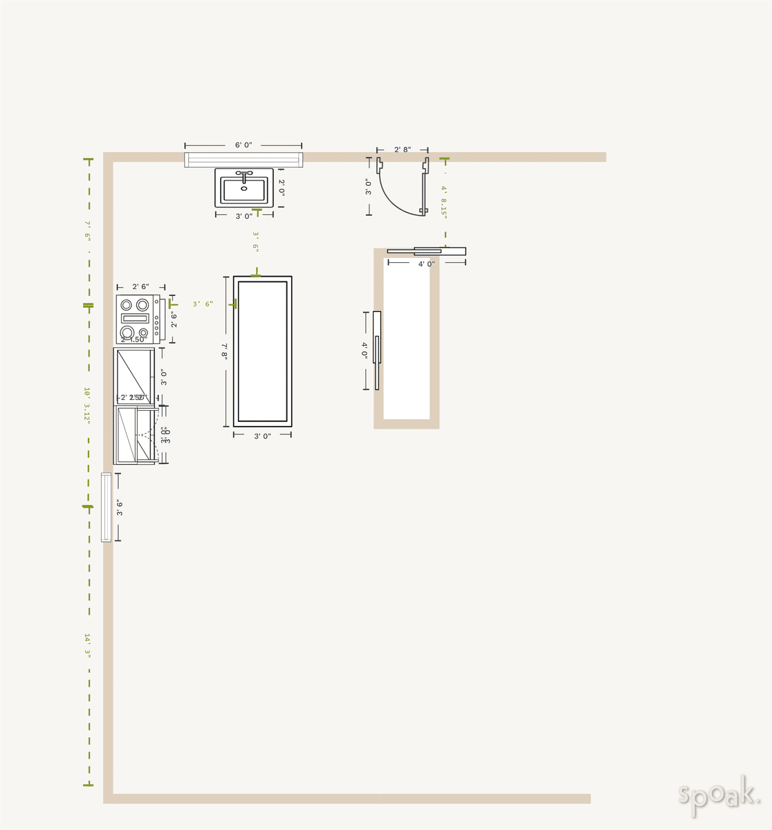 Rectanglar Kitchen Floor Plan designed by courtney krutick