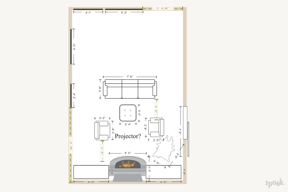 Living + Dining Room Floor Plan designed by Emma Peters