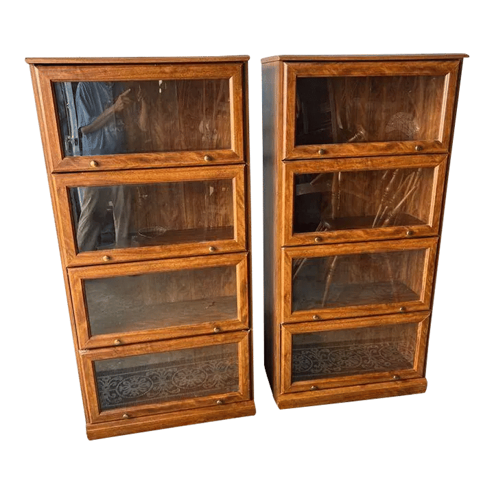 Pair of Barrister Style Oak Finish Lawyer Cabinet Library Bookcases added by Emily Back