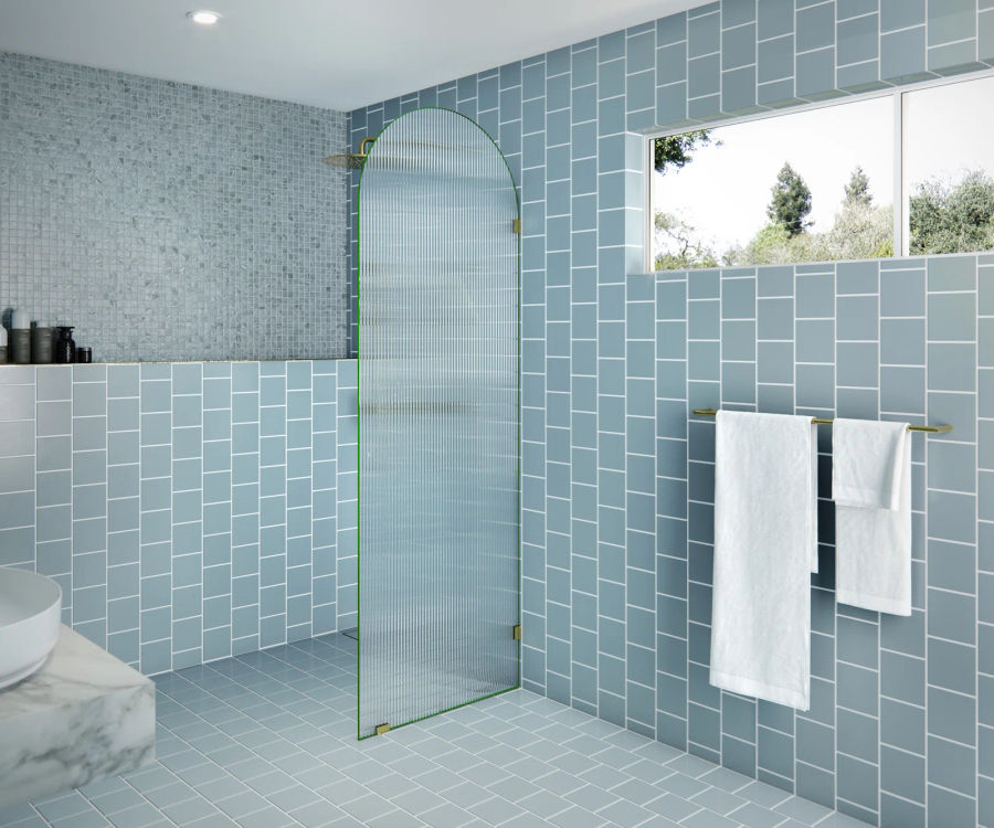 Maven 28 in. x 86.75 in. Fully Frameless Arched Fluted Single Fixed Shower Panel added by Jazel Martinez