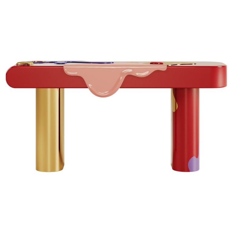 21st Century La vie Console Lacquered Wood Brass added by Evie Leigh