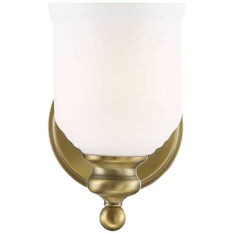 Savoy House Essentials Melrose 7.75" High Warm Brass 1-Light Wall Scon - #624K9 | Lamps Plus added by Sandy Schargel Interiors