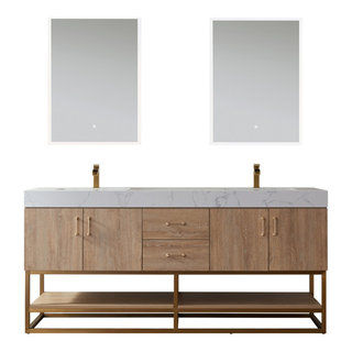 Alistair Vanity, North American Oak With Countertop - Transitional - Bathroom Vanities And Sink Consoles - by Vinnova | Houzz added by Rebekah Shipper